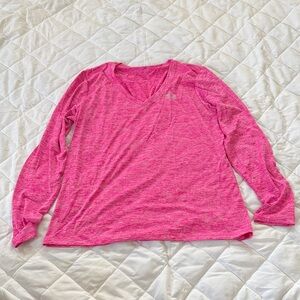 Pink Long Sleeve Under Armor V-Neck Top